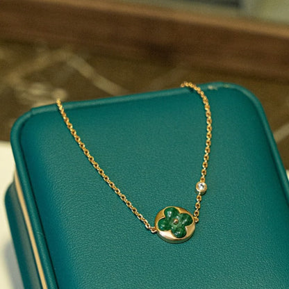 [Joyas Regalia] PULSERA DE ORO ROSA CON 1 DIAMANTE Y MALAQUITA SOLAR