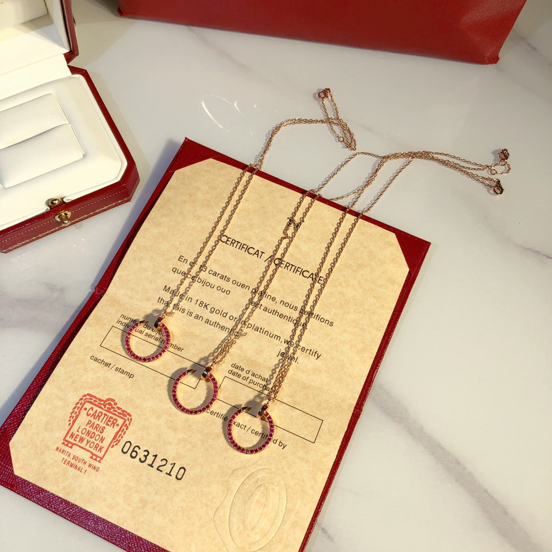[Joyas Regalia]COLLAR JUSTE ORO DIAMANTES ROJOS