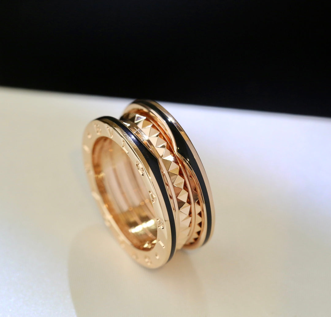 [Bijoux Regalia] BAGUE ZERO 1 OR ROSE CÉRAMIQUE NOIRE