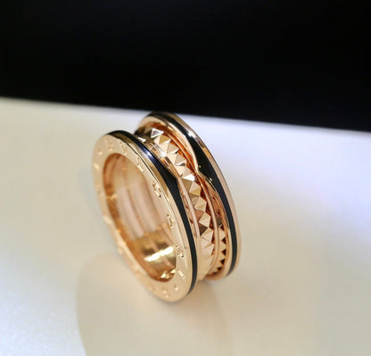 [Bijoux Regalia] BAGUE ZERO 1 OR ROSE CÉRAMIQUE NOIRE