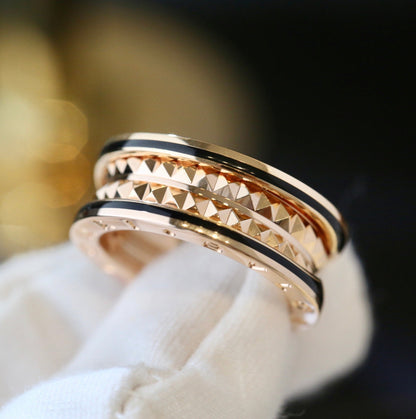 [Bijoux Regalia] BAGUE ZERO 1 OR ROSE CÉRAMIQUE NOIRE