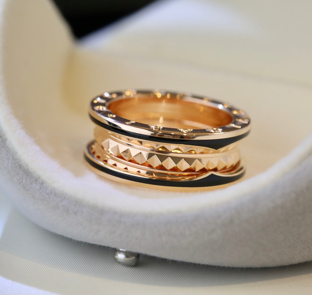 [Bijoux Regalia] BAGUE ZERO 1 OR ROSE CÉRAMIQUE NOIRE