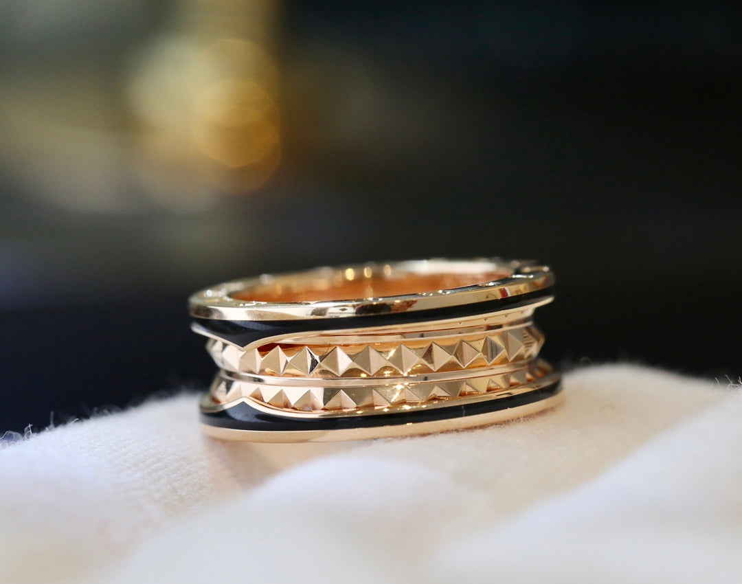[Bijoux Regalia] BAGUE ZERO 1 OR ROSE CÉRAMIQUE NOIRE