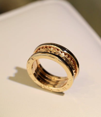 [Bijoux Regalia] BAGUE ZERO 1 OR ROSE CÉRAMIQUE NOIRE