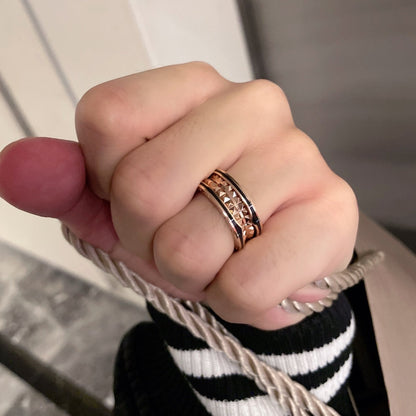 [Bijoux Regalia] BAGUE ZERO 1 OR ROSE CÉRAMIQUE NOIRE