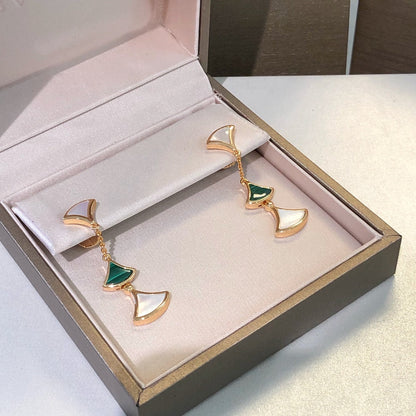 [Joyas Regalia]PENDIENTES DREAM 3 MOTIVOS MALAQUITA MOP ORO ROSA