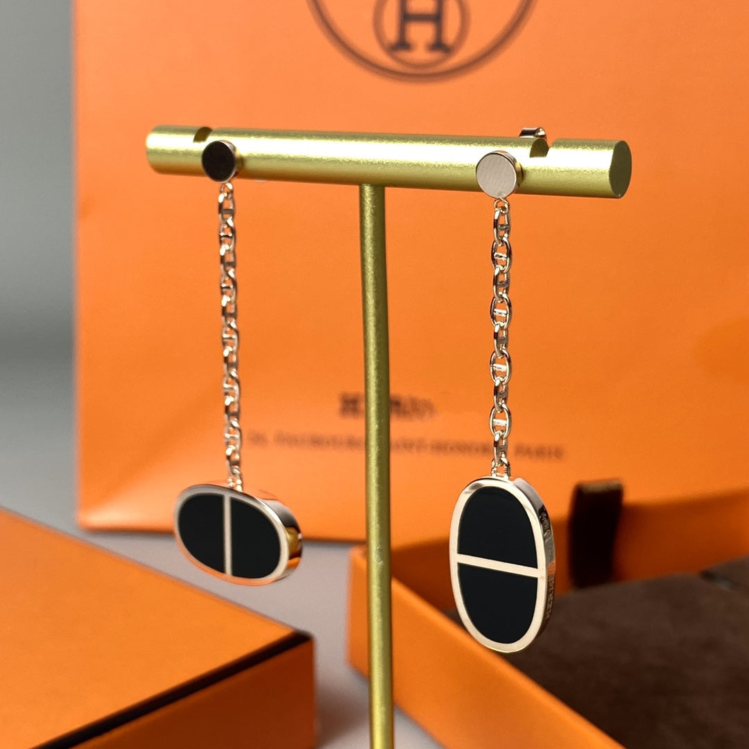 [Regalia jewelry]CHAINE VERSO BLACK CERAMIC EARRINGS