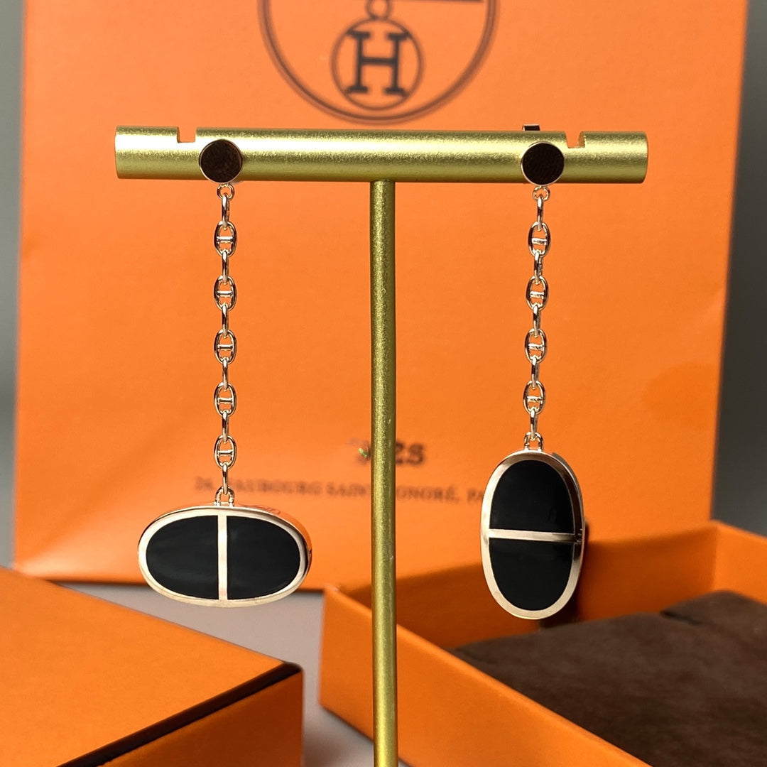 [Regalia jewelry]CHAINE VERSO BLACK CERAMIC EARRINGS