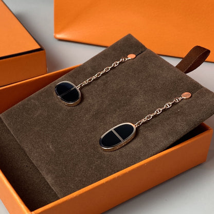 [Regalia jewelry]CHAINE VERSO BLACK CERAMIC EARRINGS