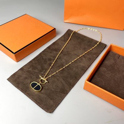 [Bijoux Regalia] COLLIER CHAINE VERSO EN CÉRAMIQUE NOIRE