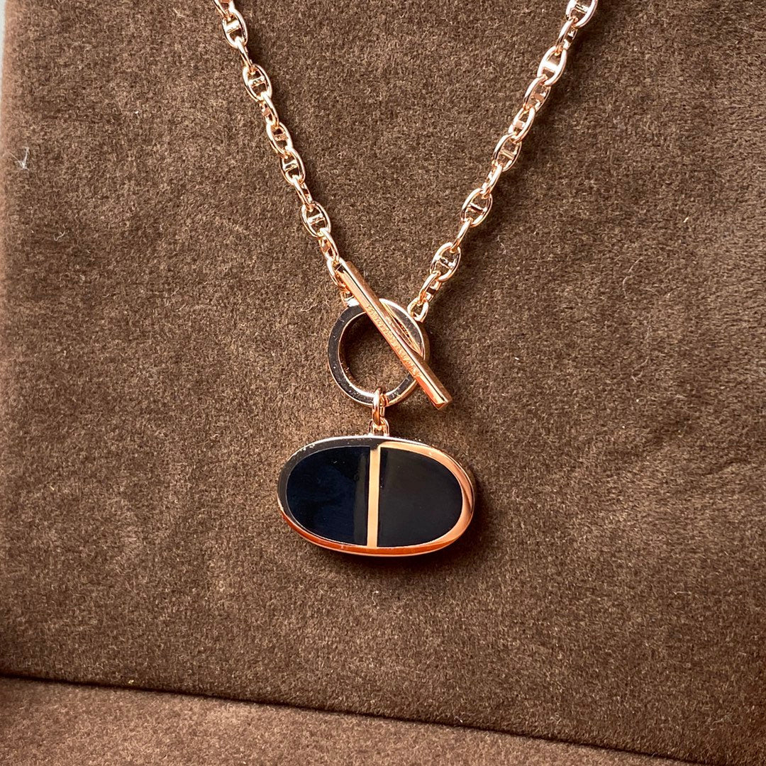 [Bijoux Regalia] COLLIER CHAINE VERSO EN CÉRAMIQUE NOIRE