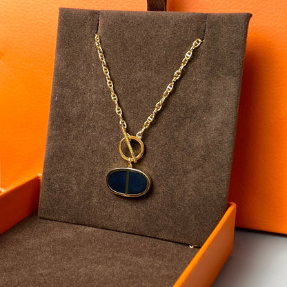 [Bijoux Regalia] COLLIER CHAINE VERSO EN CÉRAMIQUE NOIRE
