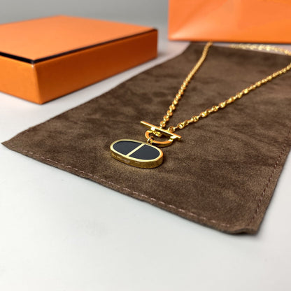 [Bijoux Regalia] COLLIER CHAINE VERSO EN CÉRAMIQUE NOIRE