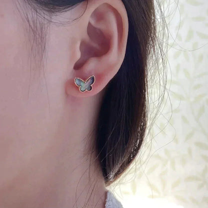 [Bijoux Regalia]Boucles d'oreilles papillon en nacre foncée