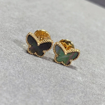 [Bijoux Regalia]Boucles d'oreilles papillon en nacre foncée