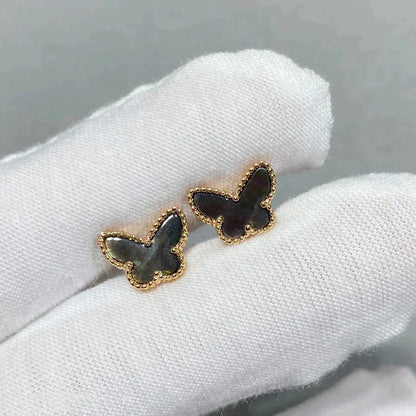 [Bijoux Regalia]Boucles d'oreilles papillon en nacre foncée