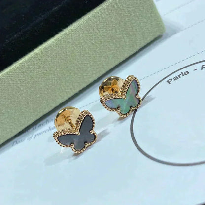 [Bijoux Regalia]Boucles d'oreilles papillon en nacre foncée
