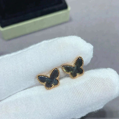 [Bijoux Regalia]Boucles d'oreilles papillon en nacre foncée