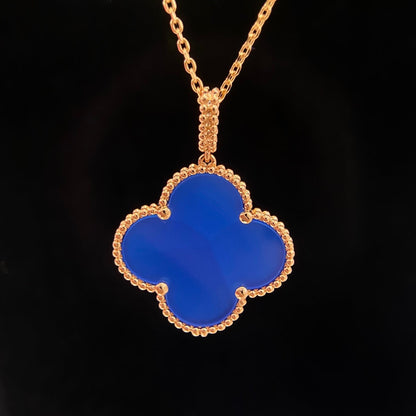 [Bijoux Regalia] COLLIER TRÈFLE 25 MM TURQUOISE OR ROSE