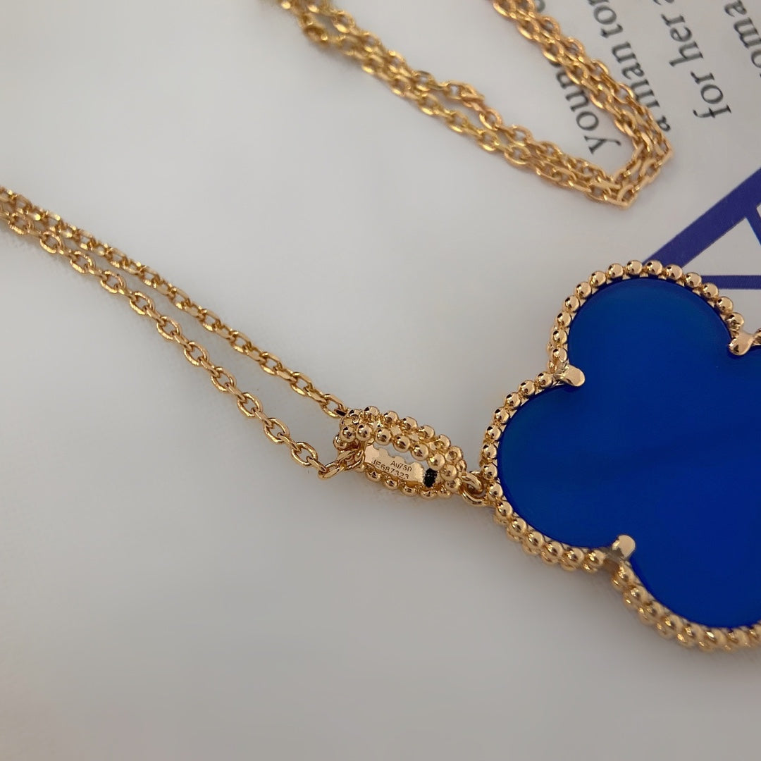 [Bijoux Regalia] COLLIER TRÈFLE 25 MM TURQUOISE OR ROSE