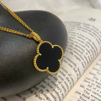 [Joyas Regalia] COLLAR TRÉBOL 25MM ORO ÓNIX