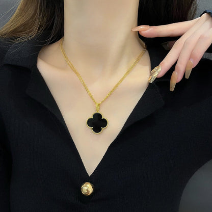[Joyas Regalia] COLLAR TRÉBOL 25MM ORO ÓNIX