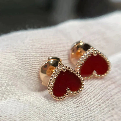 [Joyas Regalia] PENDIENTES DE CORAZÓN CON CORNALINA