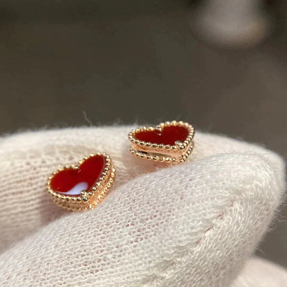 [Joyas Regalia] PENDIENTES DE CORAZÓN CON CORNALINA