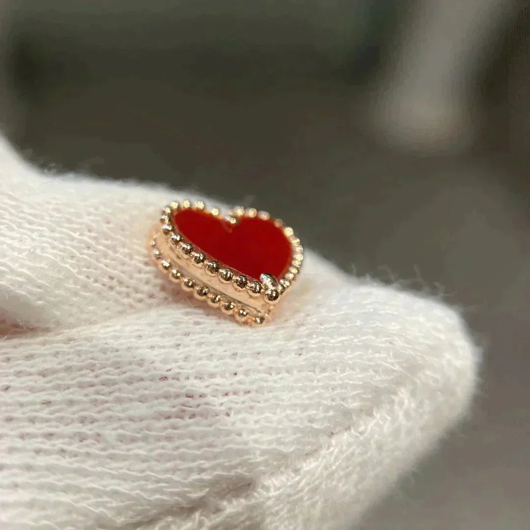 [Joyas Regalia] PENDIENTES DE CORAZÓN CON CORNALINA