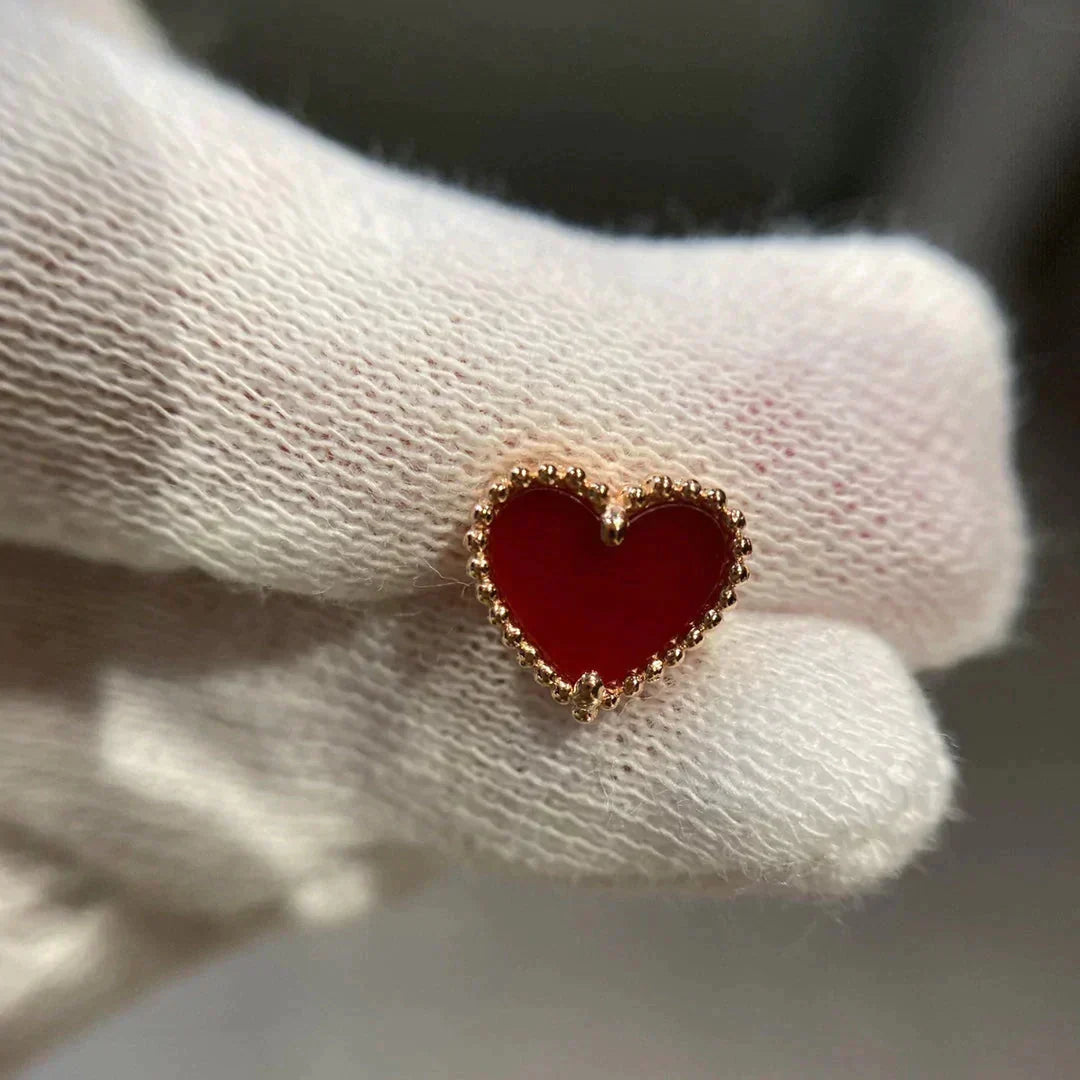 [Joyas Regalia] PENDIENTES DE CORAZÓN CON CORNALINA