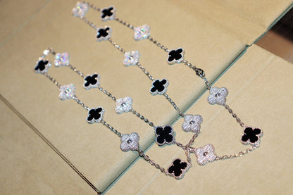 [Joyas Regalia] TRÉBOL 20 MOTIVOS ÓNIX DIAMANTE PLATA