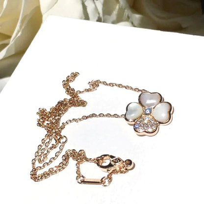 [Bijoux Regalia] COLLIER EN OR ROSE ET DIAMANTS CLOVER MOP