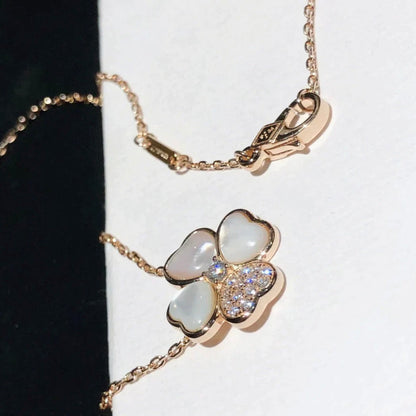 [Bijoux Regalia] COLLIER EN OR ROSE ET DIAMANTS CLOVER MOP