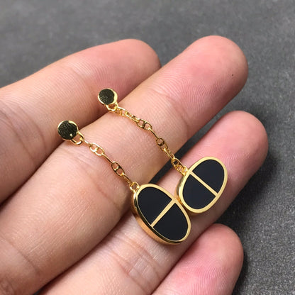 [Joyas Regalia] PENDIENTES DE PLATA Y CERÁMICA NEGRA CHAINE VERSO
