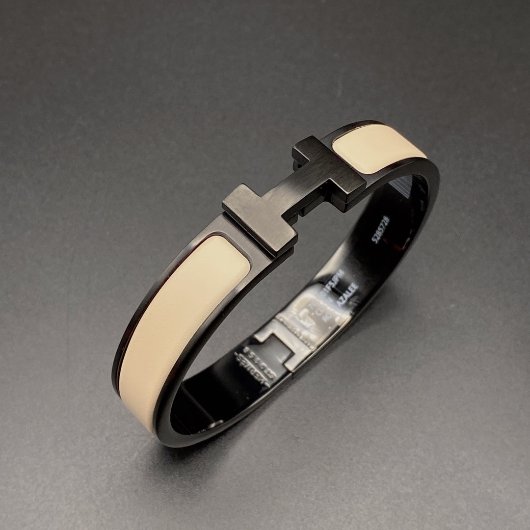 [Bijoux Regalia] BRACELET H 12MM CÉRAMIQUE NOIR BEIGE