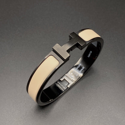 [Bijoux Regalia] BRACELET H 12MM CÉRAMIQUE NOIR BEIGE