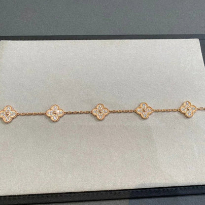 [Bijoux Regalia]BRACELET TRÈFLE 5 MOTIFS EN DIAMANTS