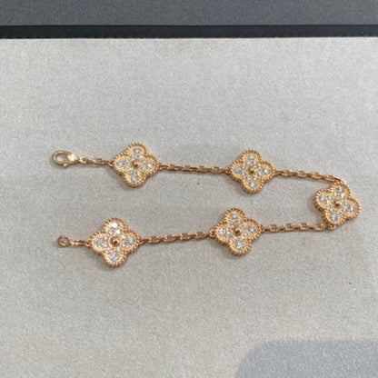 [Bijoux Regalia]BRACELET TRÈFLE 5 MOTIFS EN DIAMANTS