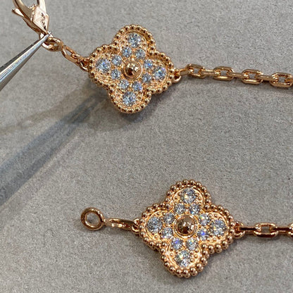 [Bijoux Regalia]BRACELET TRÈFLE 5 MOTIFS EN DIAMANTS