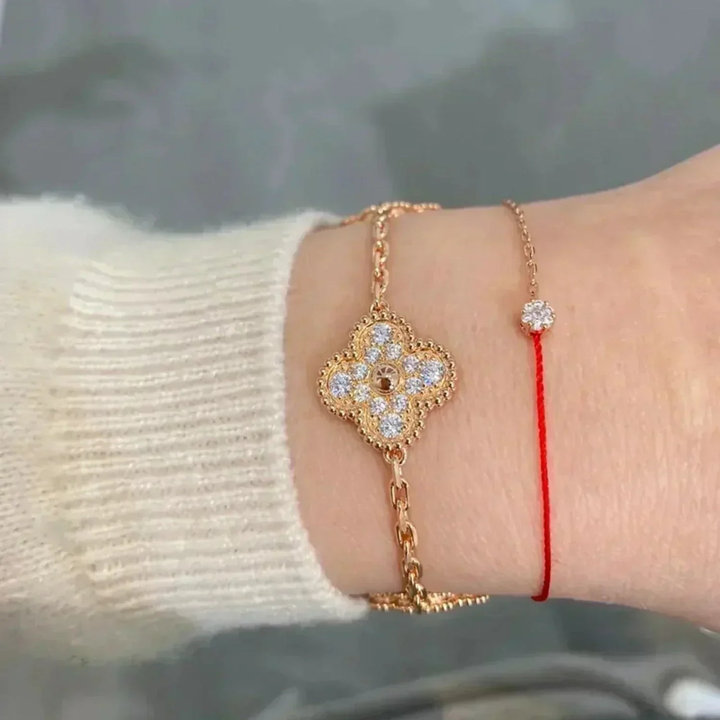 [Bijoux Regalia]BRACELET TRÈFLE 5 MOTIFS EN DIAMANTS