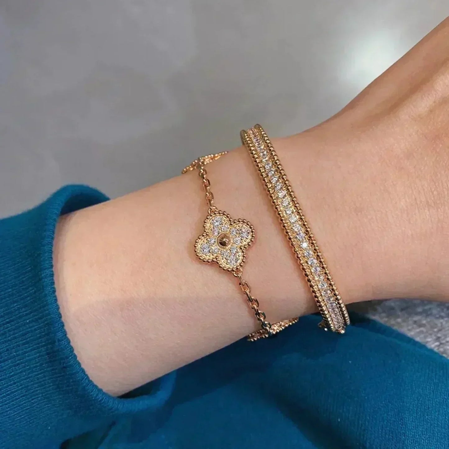 [Bijoux Regalia]BRACELET TRÈFLE 5 MOTIFS EN DIAMANTS