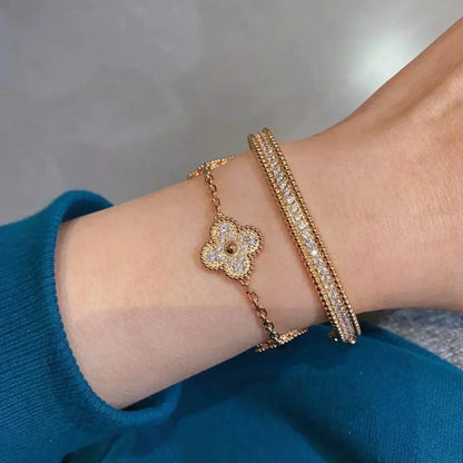 [Bijoux Regalia]BRACELET TRÈFLE 5 MOTIFS EN DIAMANTS