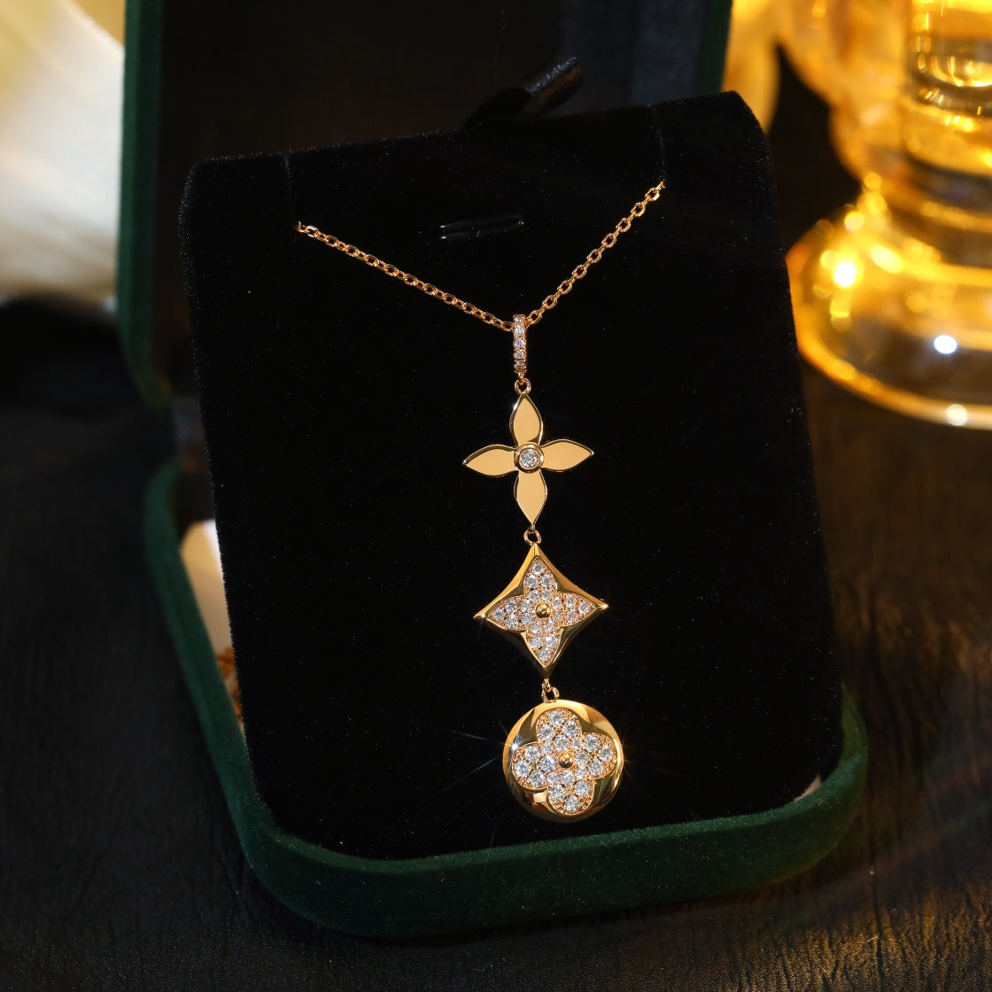 [Bijoux Regalia] COLLIER EN OR ROSE DIAMANT ÉTOILE ET SOLEIL