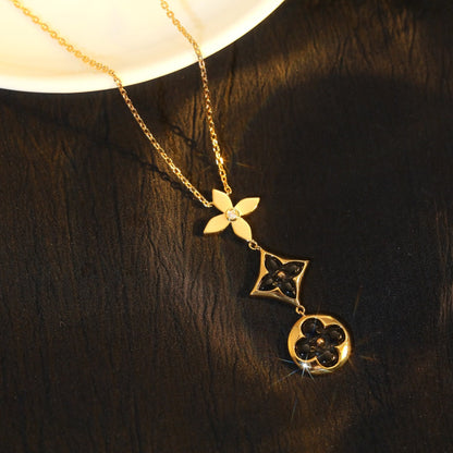 [Joyas Regalia] COLLAR DE ORO ROSA CON ÓNIX DE ESTRELLA Y SOL