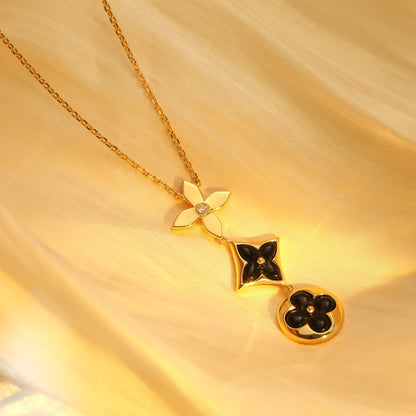 [Joyas Regalia] COLLAR DE ORO ROSA CON ÓNIX DE ESTRELLA Y SOL