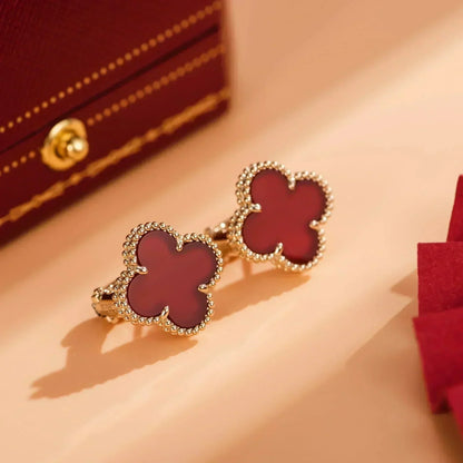 [Bijoux Regalia] BOUCLES D'OREILLES CLOVER MOYENNES 1 MOTIF CORNALINE
