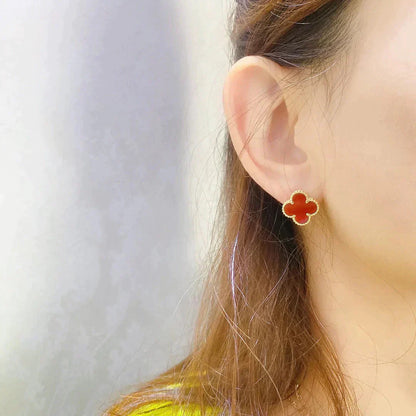 [Bijoux Regalia] BOUCLES D'OREILLES CLOVER MOYENNES 1 MOTIF CORNALINE
