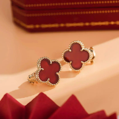 [Bijoux Regalia] BOUCLES D'OREILLES CLOVER MOYENNES 1 MOTIF CORNALINE