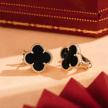 [Bijoux Regalia]Boucles d'oreilles Clover Medium 1 Motif Onyx