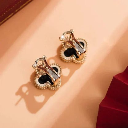 [Bijoux Regalia]Boucles d'oreilles Clover Medium 1 Motif Onyx